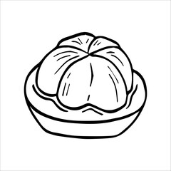 Cosmetic oil, massage oil, serum drops, tonic. Mangosteen cosmetics. Fruit and berry extract. Vector graphics. Natural cosmetics, plant extracts, gouache massage, facial rejuvenation.