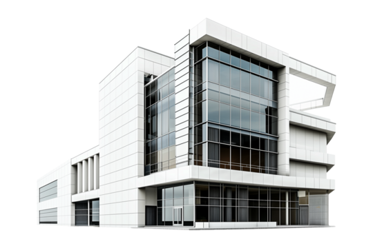 Modern building on transparent background