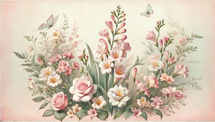 Watercolor painting of Freesia floral