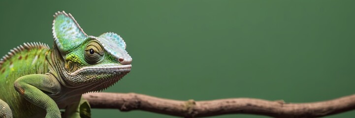 Obraz premium one Chameleons look front copy space with Rabbit background