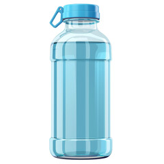 Reusable Water Bottle with Blue Cap and Carabiner Clip on Black Background