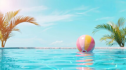 beach with palm trees and ball