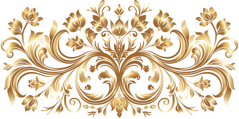 Vintage pattern with arabesques. Traditional classic gold ornament. isolated on a transparent background