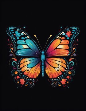 Nature's Nobility in Art: Digital Monarch Butterfly for T-Shirt Design