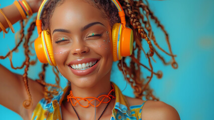 Happy smiling fashionable woman wearing trendy orange color