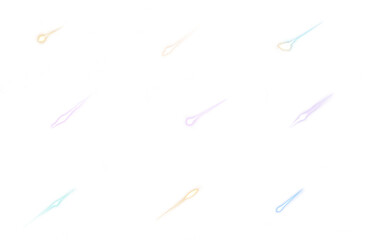 Falling stars set. Bright meteor trails. Shooting stars at isolated. Glowing meteorites. Bright falling star in motion with glowing trail. Transparent background PNG. Various sizes and colors. Set 3