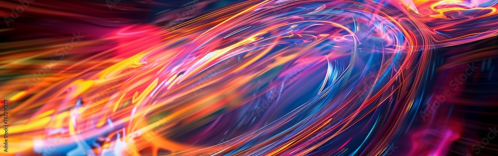 Poster A colorful, swirling image with bright colors and a sense of movement. The image is abstract and seems to be a representation of a fire or a vortex