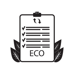 We save the environment. List and checkmarks on paper holder and word Eco