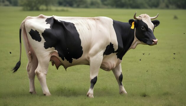 A Cow With Its Tail Flicking Irritated By Flies
