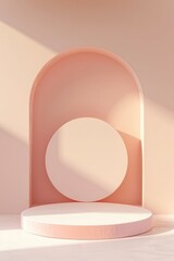 Fototapeta premium 3d render, abstract background, minimal scene with geometrical forms, podium for product presentation