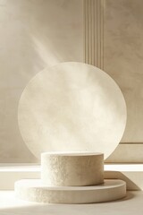 3d render, abstract background, minimal scene with geometrical forms, podium for product presentation