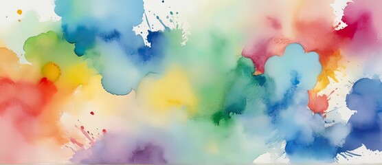 Obraz na płótnie Canvas Abstract colorful rainbow color painting illustration - watercolor splashes