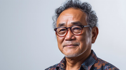 Le portrait d'un homme asiatique portant des lunettes de vue. - obrazy, fototapety, plakaty