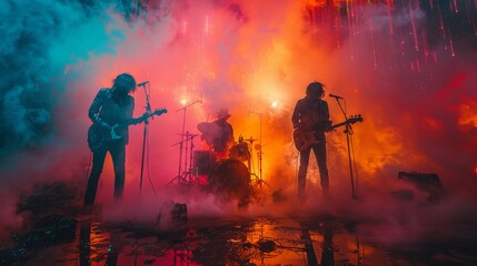 Singers stand and perform on stage.