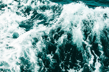 Blue sea waves in the ocean. Stormy winds at sea. horror concept The brutality of the sea. - obrazy, fototapety, plakaty