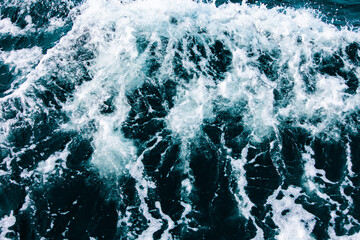 Blue sea waves in the ocean. Stormy winds at sea. horror concept The brutality of the sea. - obrazy, fototapety, plakaty