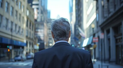 Man in Suit Walking City Street