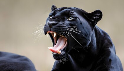 A Panther With Its Tongue Flicking Out Tasting Th