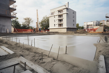 Naklejka premium Concrete on construction site. Generative AI