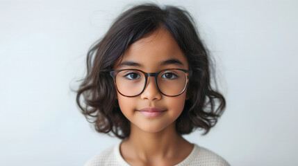 Une petite fille asiatique portant des lunettes de vue.
