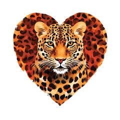 Leopard Heart clipart isolated on white background 