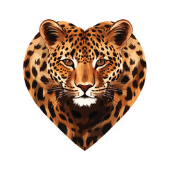 Leopard Heart clipart isolated on white background 