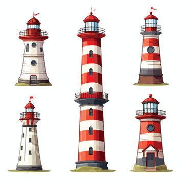 Lighthouses clipart isolated on white background