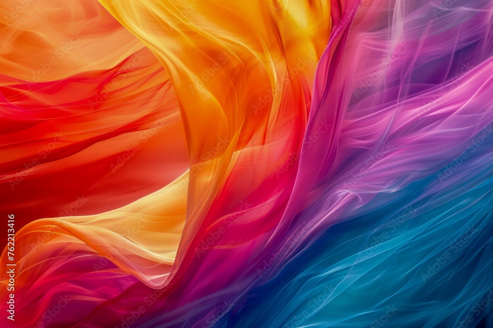 Fototapete vibrant abstract multicolor wave pattern with dynamic motion - artistic background for design projec