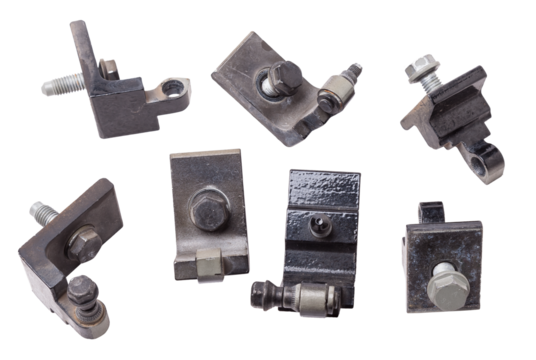 hinges for attaching the door or trunk of the car on a white isolated background. Auto parts for catalog and repair of vehicles.