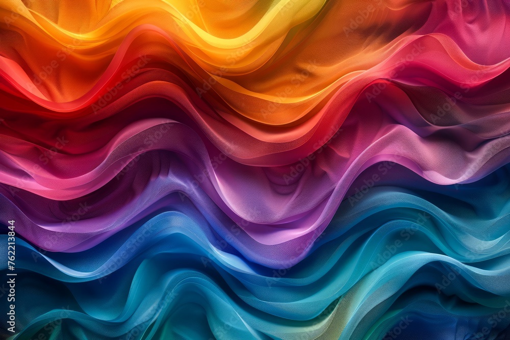 Poster vibrant abstract colorful waves background design with smooth silk textures in high resolution