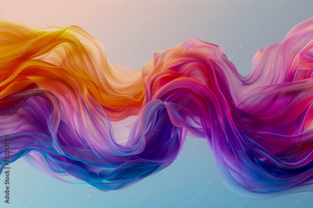 Aufkleber abstract colorful smoke waves floating on gradient background - artistic design concept for backgrou