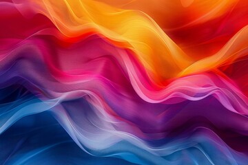 Vibrant Abstract Multi-Colored Silk Fabric Waves Flowing Background for Design Artworks