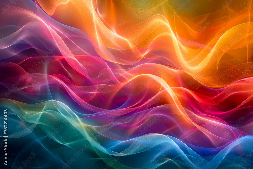 Aufkleber vibrant abstract colorful waves background - artistic design with smooth wavy patterns of rainbow hu