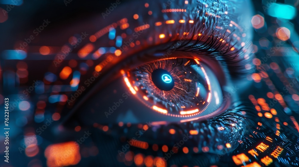 Poster cutting-edge security system combines biometric technology and advanced cybersecurity