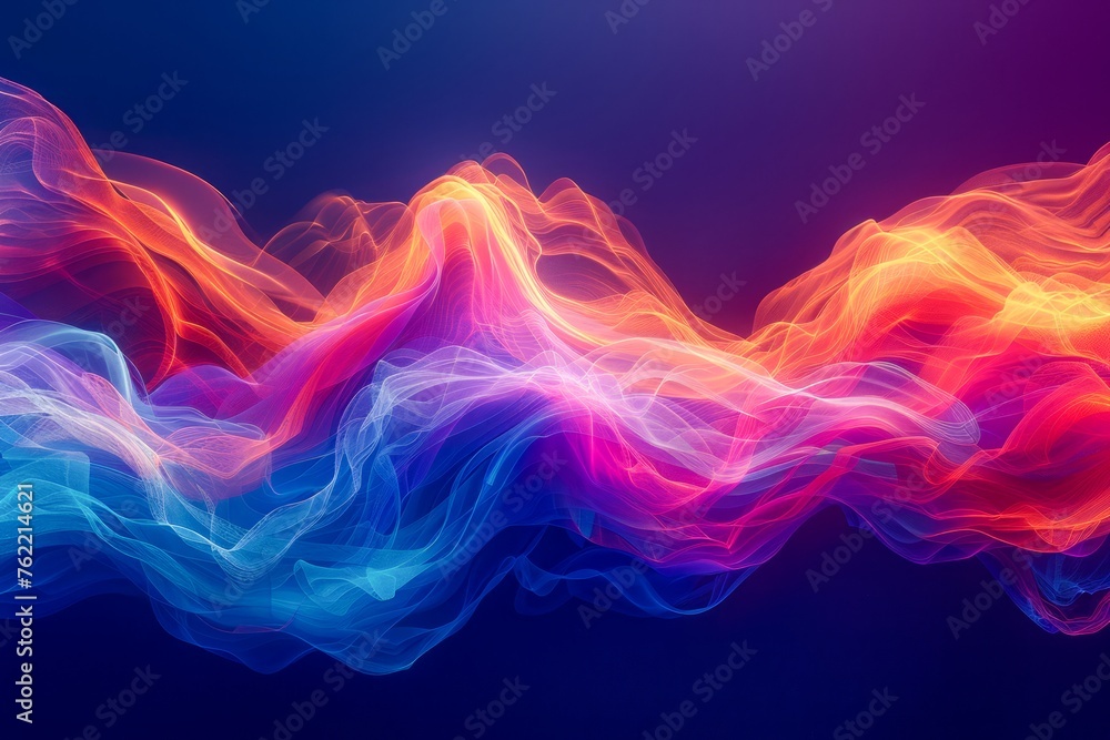 Aufkleber vivid abstract color waves background with dynamic neon lines and fluid gradient hues for creative d