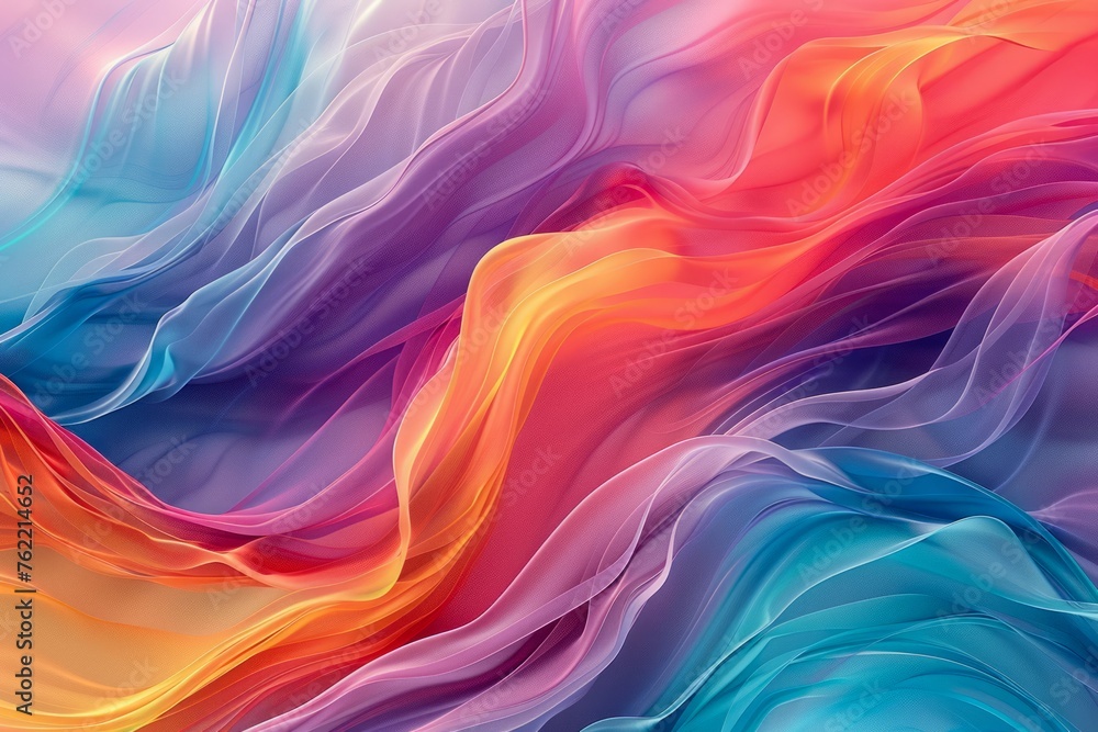 Poster vibrant abstract silk waves in high resolution with multicolor gradient flow for backgrounds and wal