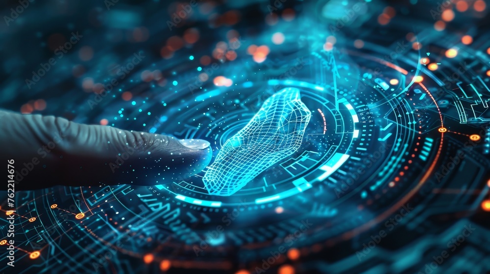 Poster cutting-edge security system combines biometric technology with advanced cybersecurity