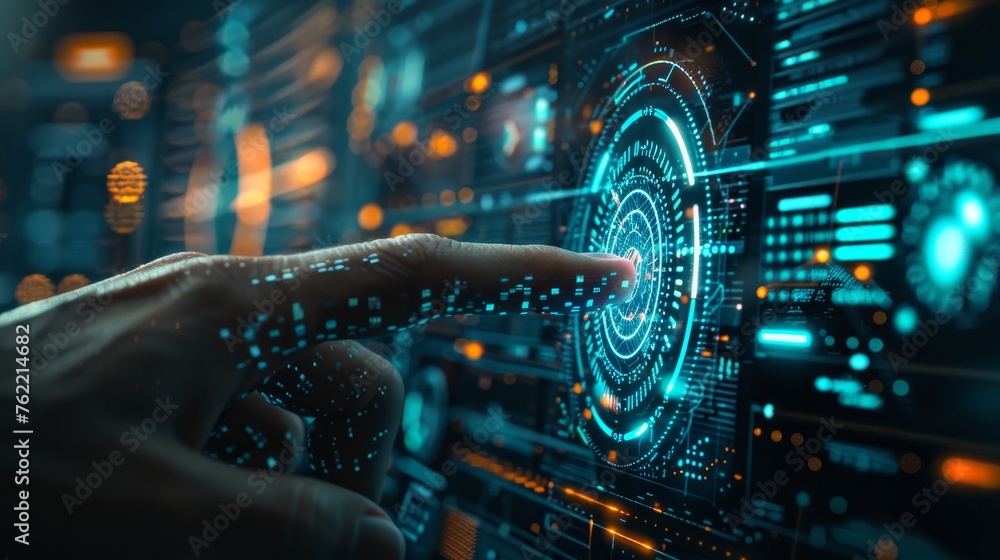 Poster cutting-edge security system combines biometric technology with advanced cybersecurity