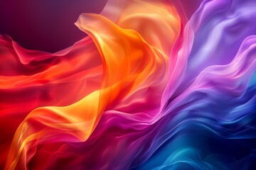 Vibrant and Colorful Abstract Satin Silk Fabric Waves for Luxury Backgrounds or Wallpaper Design