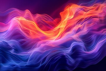 Vibrant Abstract Waves Background with Vivid Pink, Purple, and Blue Colors in Smooth Motion Concept - obrazy, fototapety, plakaty