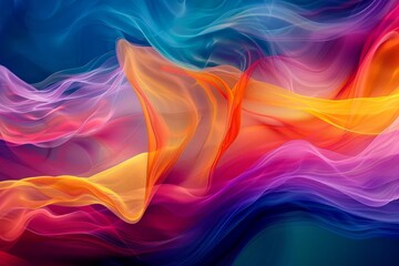 Obraz premium Vibrant Abstract Silk Waves Background with Rainbow Colors and Fluid Movement for Creative Design Use