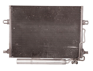 Car radiator heater isolated on white background. Spare cooling system of internal combustion engine