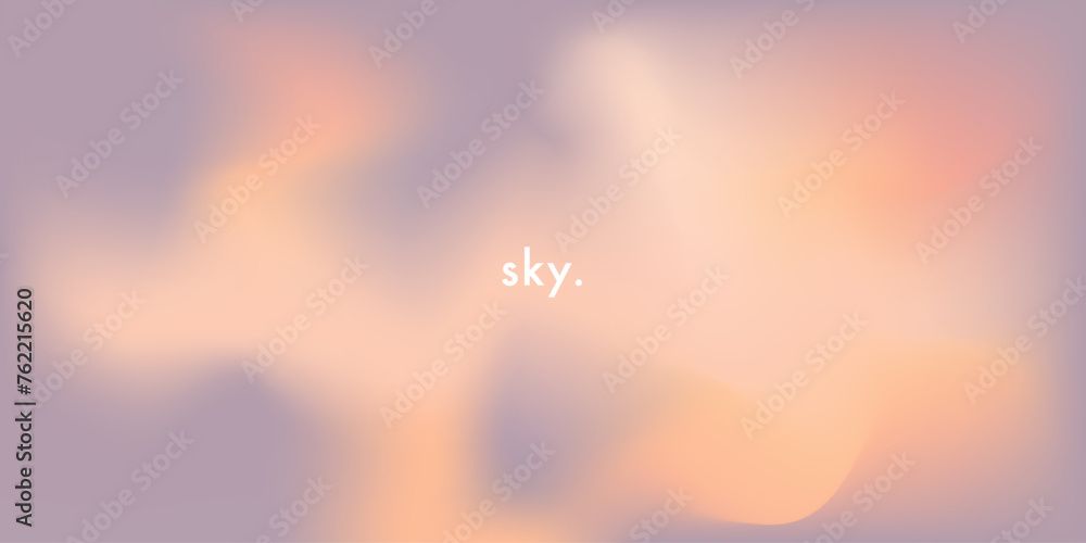 Poster sky. purple and peach clouds. vector simple soft light backdrop. abstract light peach, violet color 