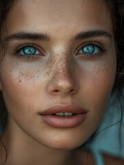 Schönes gepflegtes Frauen Gesicht mit natürlichen Make up für Kosmetik und Permanent Make up Poster Nahaufnahme, ai generativ