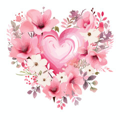 Pink Flower Hearts clipart clipart isolated on white