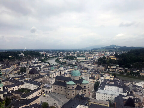 aerial view of the city salzburg