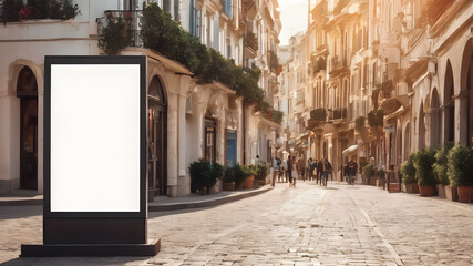 Mock up of light box on the street for your advertising. Blank billboard with copy space. background.AI generated image, ai
