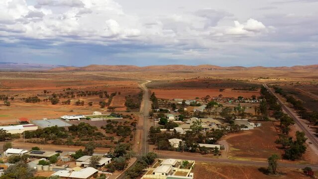Streets and houses of Hawker township in South Australia Flinders ranges area 4k.
