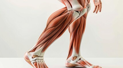 A detailed illustration of the leg muscles, showcasing the importance of leg strength. - obrazy, fototapety, plakaty