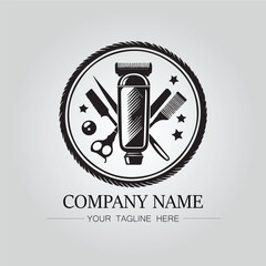 Barbershop logo company black and white vector image